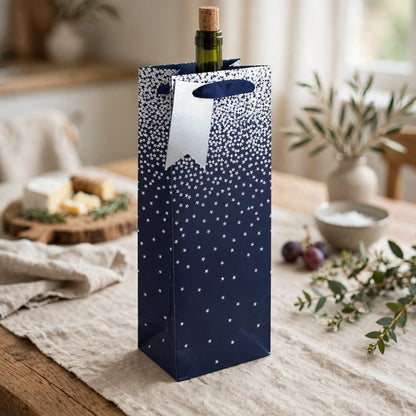 Navy Ombre Bottle Gift Bag holding a standard wine or spirit bottle