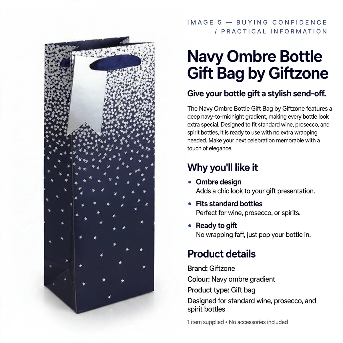 Bottle gift bag ready to use with no extra wrapping needed