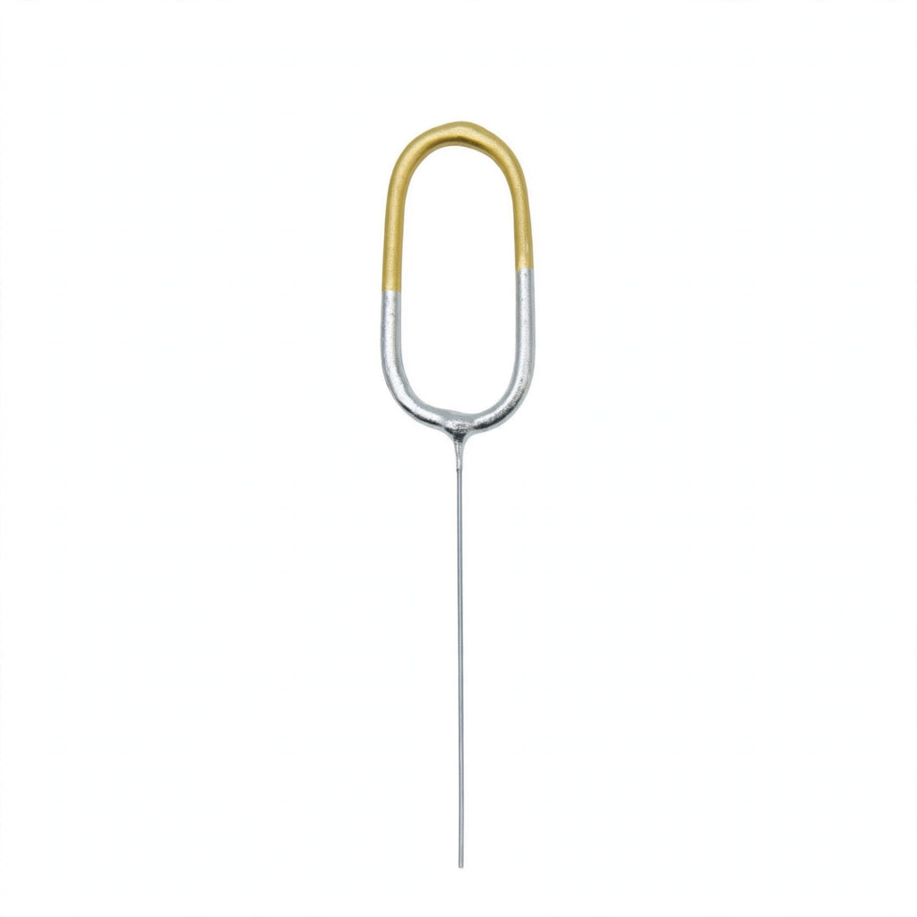 Number 0 gold and silver birthday sparkler with double-dipped finish