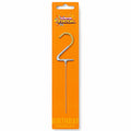 Celebration Station number 2 gold and silver birthday sparkler on orange packaging