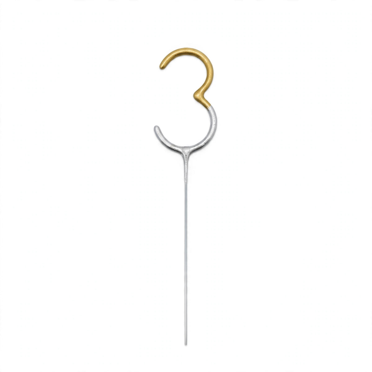 Number 3 gold and silver birthday sparkler 7 inches tall