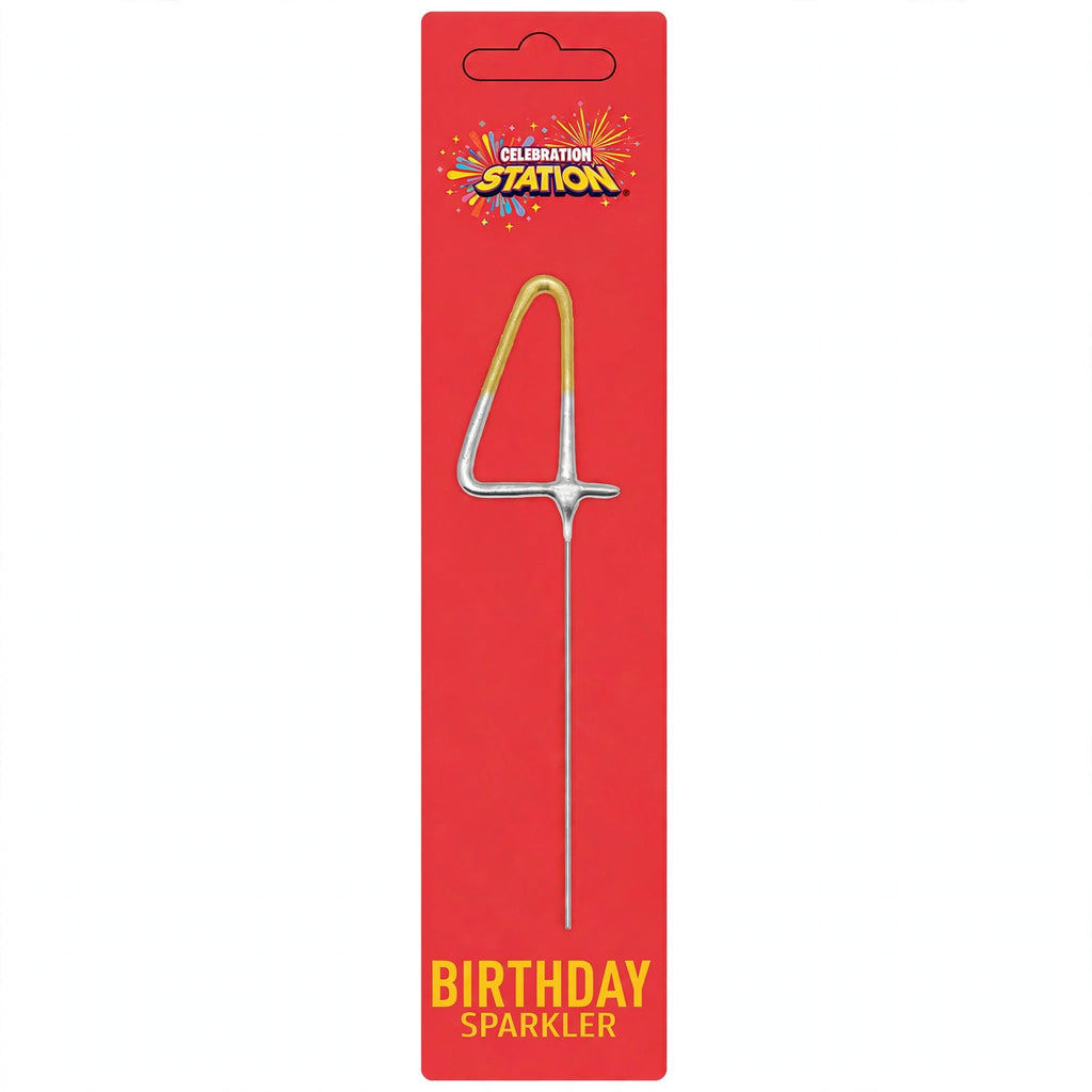 Number 4 Gold and Silver Birthday Sparkler with double-dipped finish