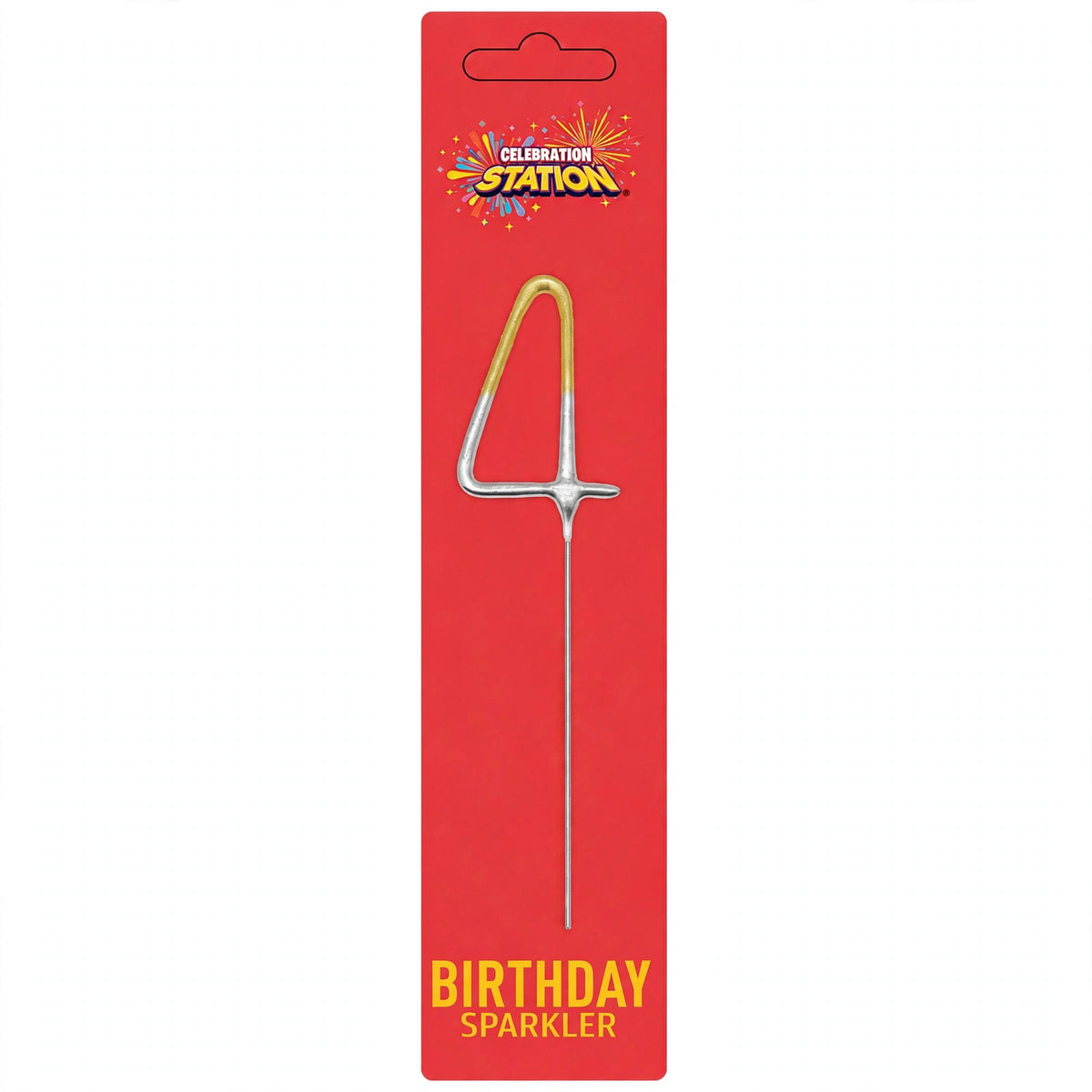 Number 4 Gold and Silver Birthday Sparkler with double-dipped finish