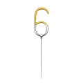 Number 6 gold and silver birthday sparkler 7 inches tall