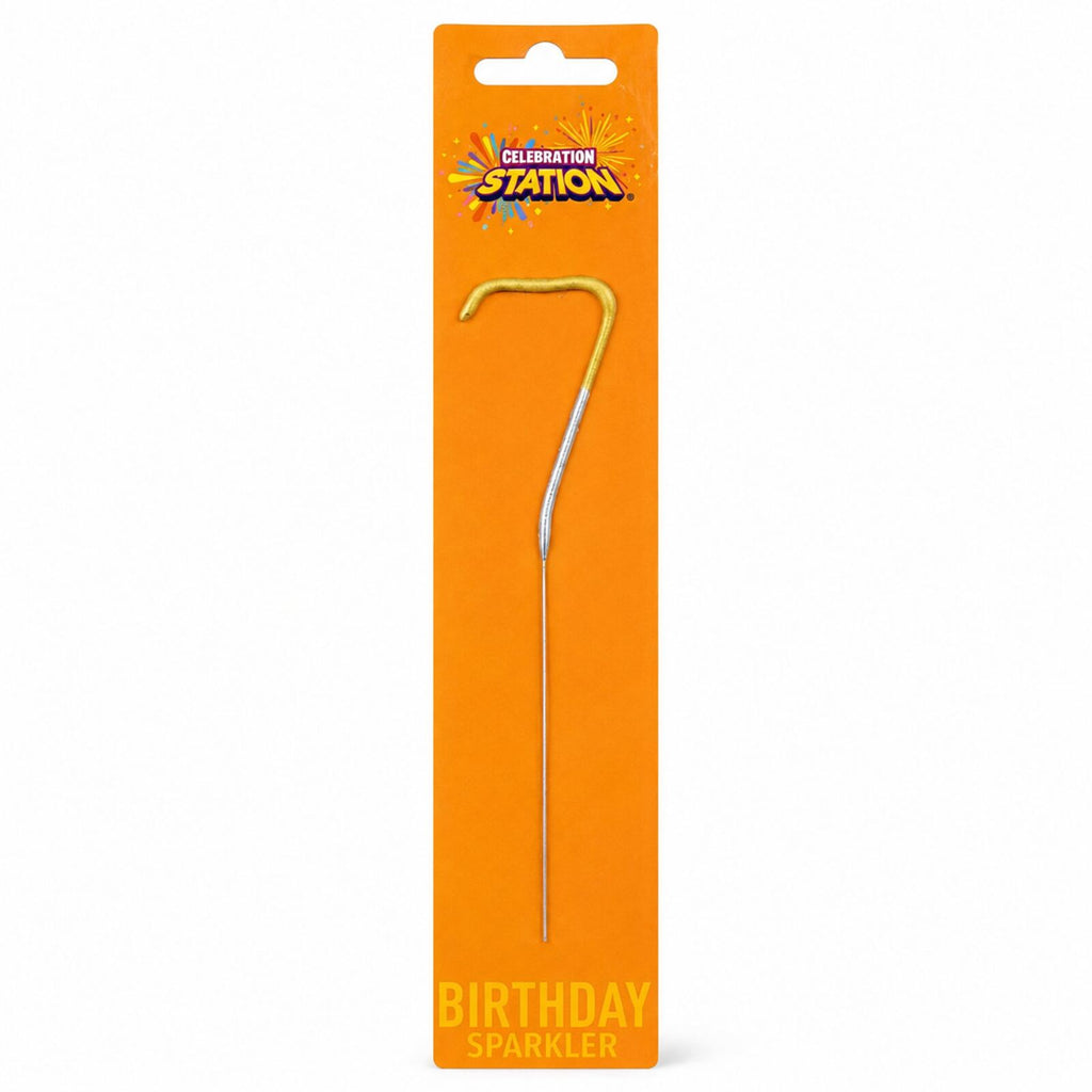 Celebration Station number 7 gold and silver birthday sparkler in retail packaging