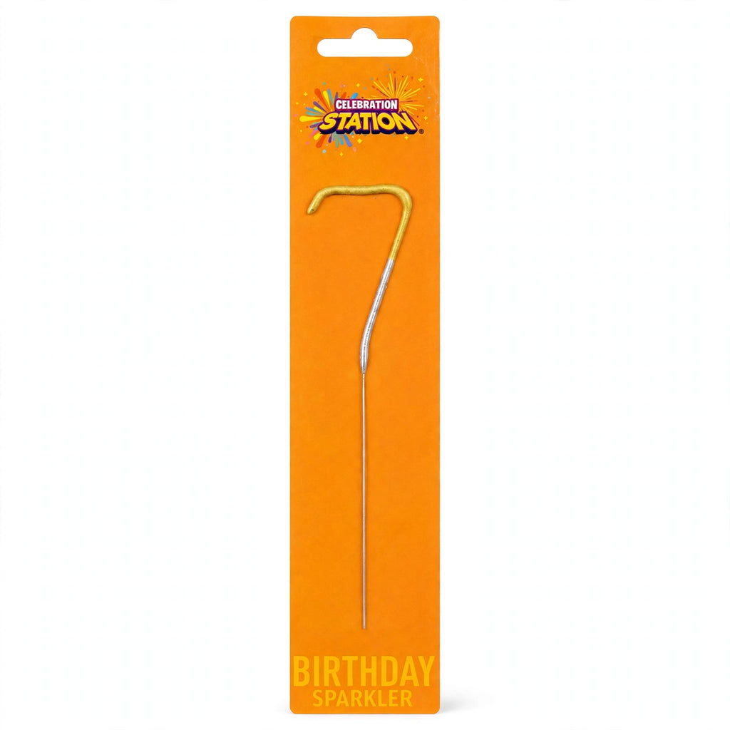 Number 7 Gold and Silver Birthday Sparkler 7 inches tall with double-dipped finish