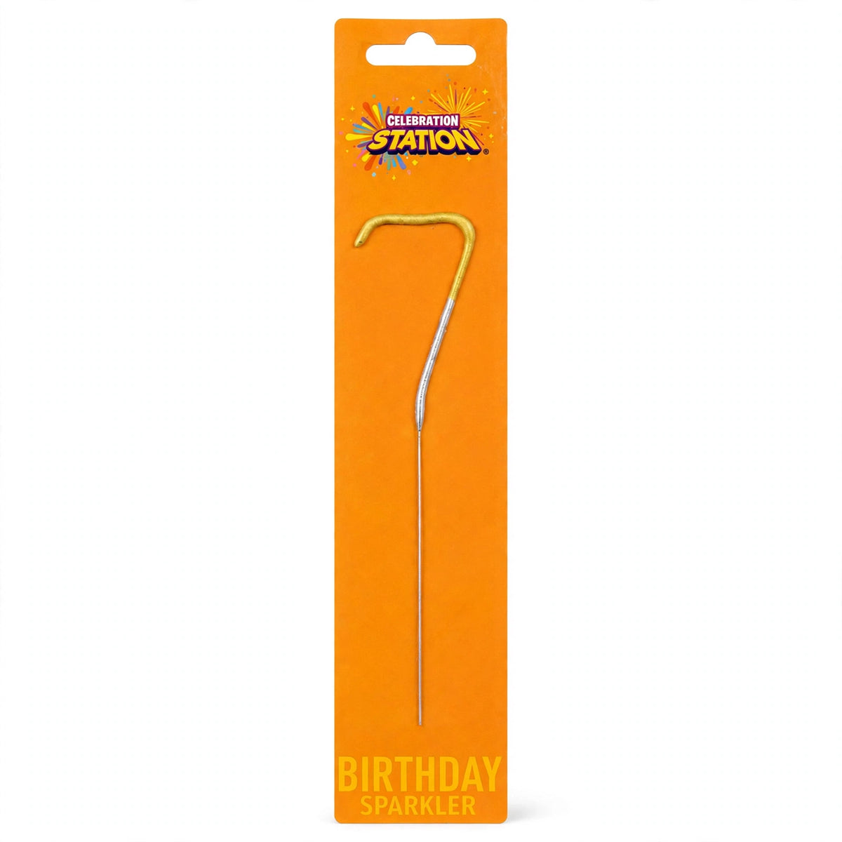 Number 7 Gold and Silver Birthday Sparkler 7 inches tall with double-dipped finish