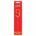Celebration Station number 9 gold and silver birthday sparkler in red packaging on white