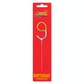 Number 9 gold and silver birthday sparkler with 7-inch stem