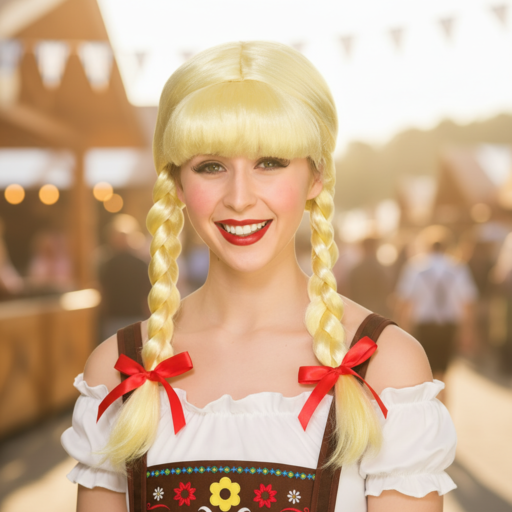 Oktoberfest Funny Beer Girl Plaited Fancy Dress Wig Blonde | Merthyr Tydfil | Why Not Shop Online