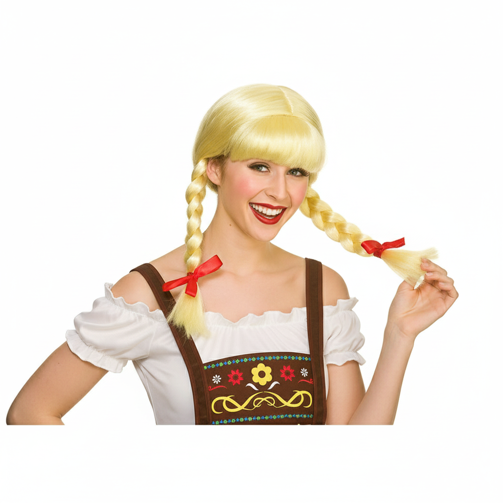 Oktoberfest Funny Beer Girl Plaited Fancy Dress Wig Blonde | Merthyr Tydfil | Why Not Shop Online