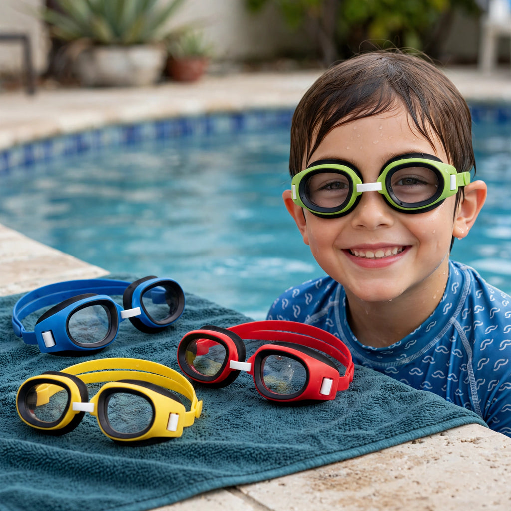 Child wearing Osprey Ultra Clear Kids Swimming Goggles during pool or holiday swim