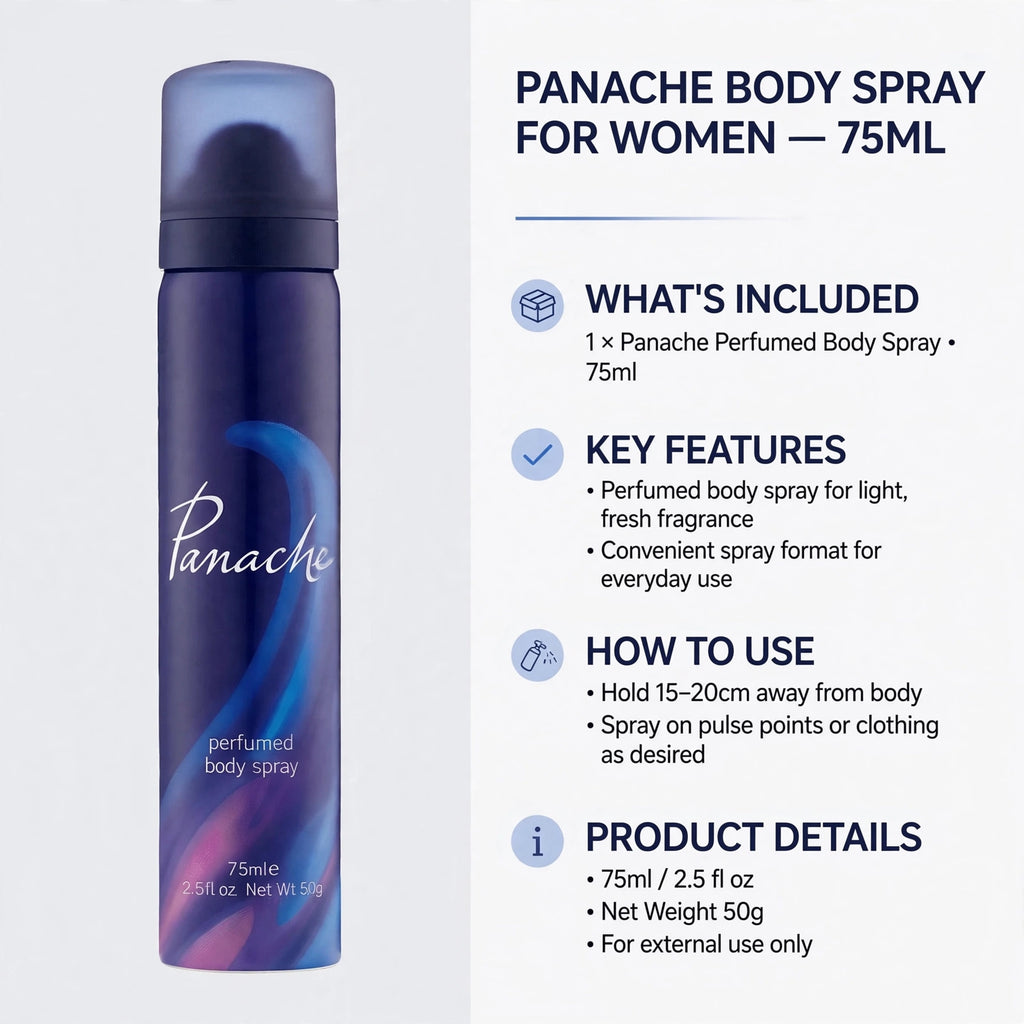Practical information about Panache Body Spray for Women in 75ml size