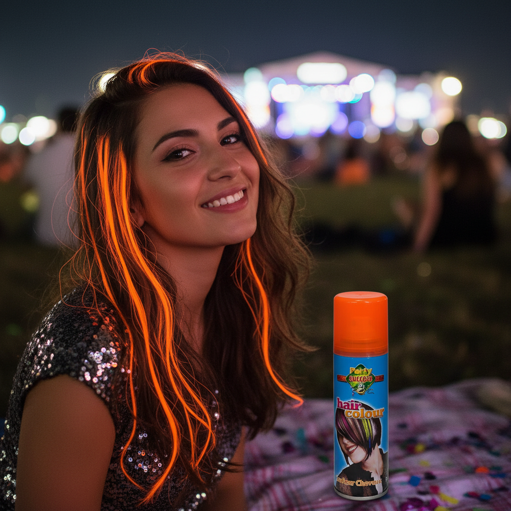 Party Success Fluorescent Orange Hair Colour Spray - Glow Result