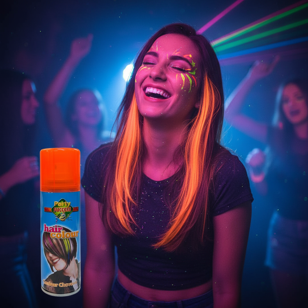 Party Success Fluorescent Orange Hair Colour Spray - UV Rave Scene