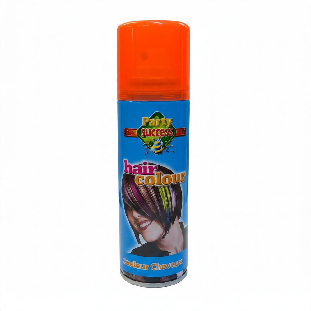 Fluorescent orange temporary hair colour spray in a 125ml can.