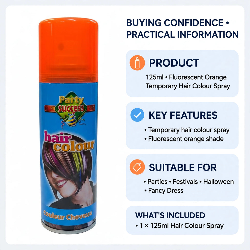 Temporary hair colour spray that washes out with shampoo.