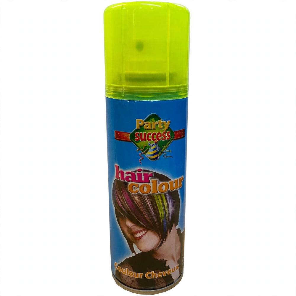 Fluorescent yellow temporary hair colour spray can from Party Success