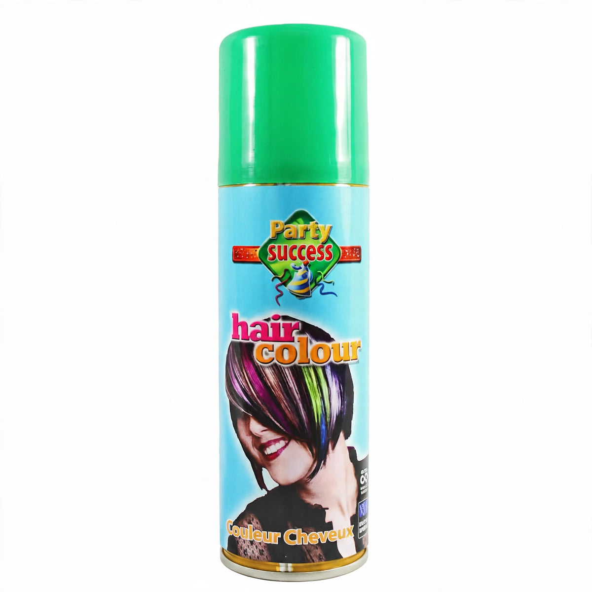Detail view of Party Success Green Temporary Hair Colour Spray can