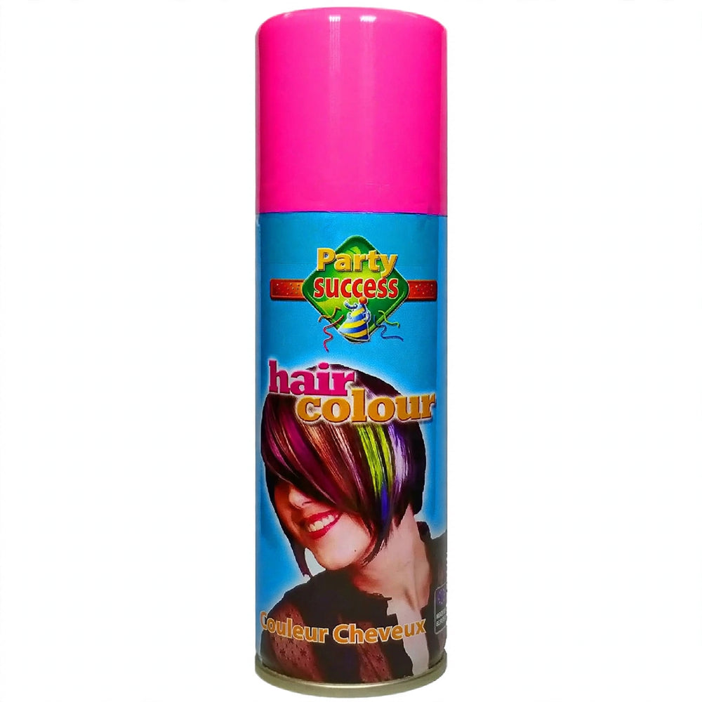 Pink temporary hair colour spray in a 125ml can from Party Success
