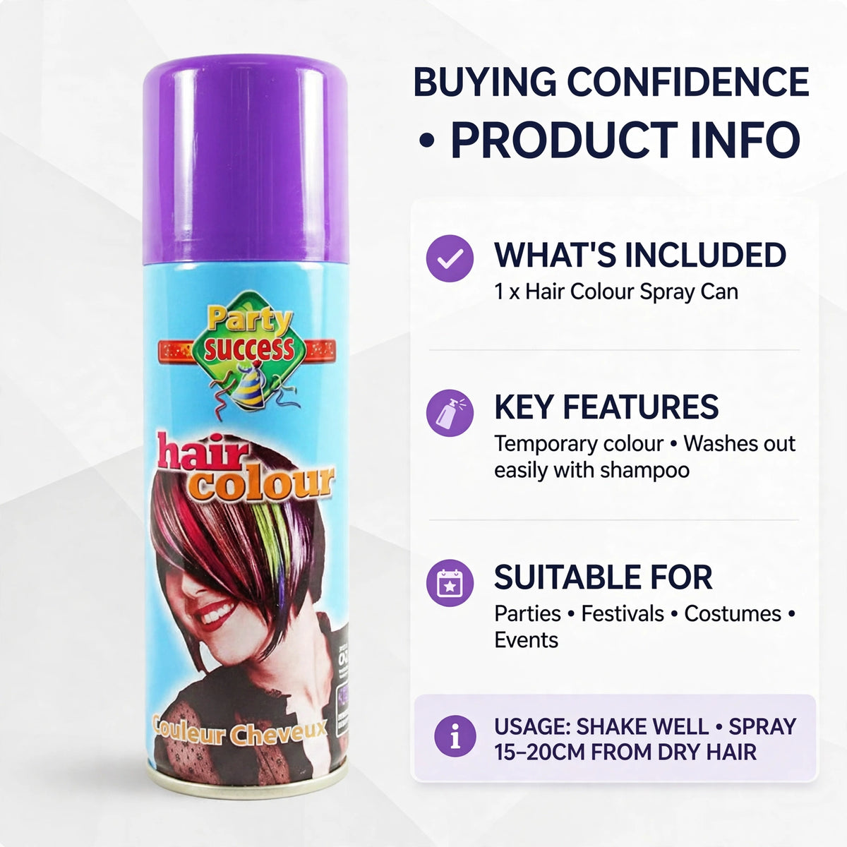 Temporary hair colour that transforms hair for the night, washes out with shampoo
