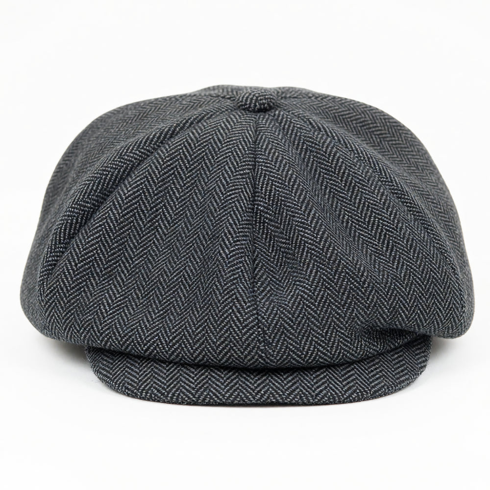 Peaky Blinders Style Flat Cap - Grey Herringbone