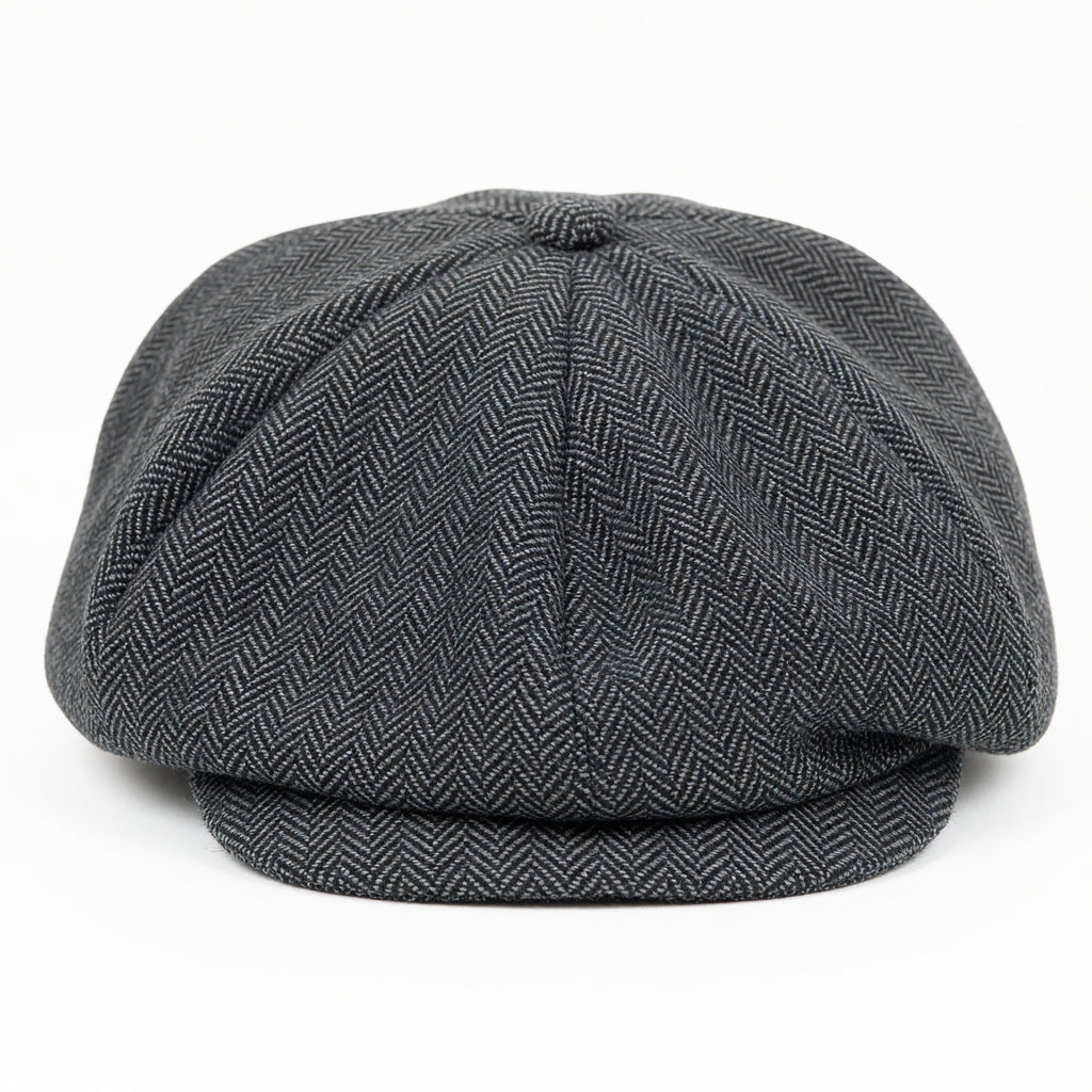 Peaky Blinders Style Flat Cap - Grey Herringbone
