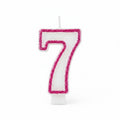 Pink Glitter Number 7 Birthday Candle with glitter finish