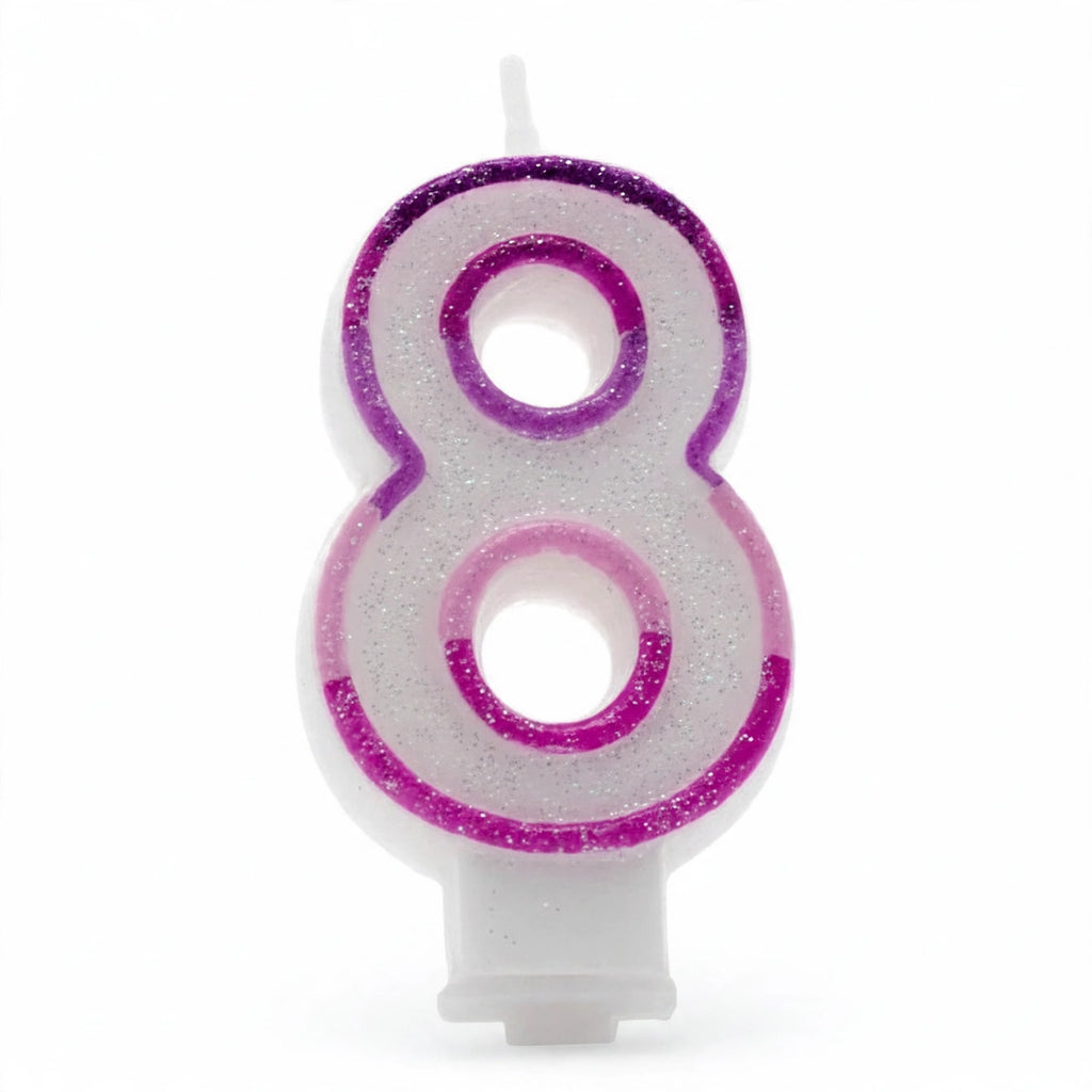 Pink glitter number 8 birthday candle