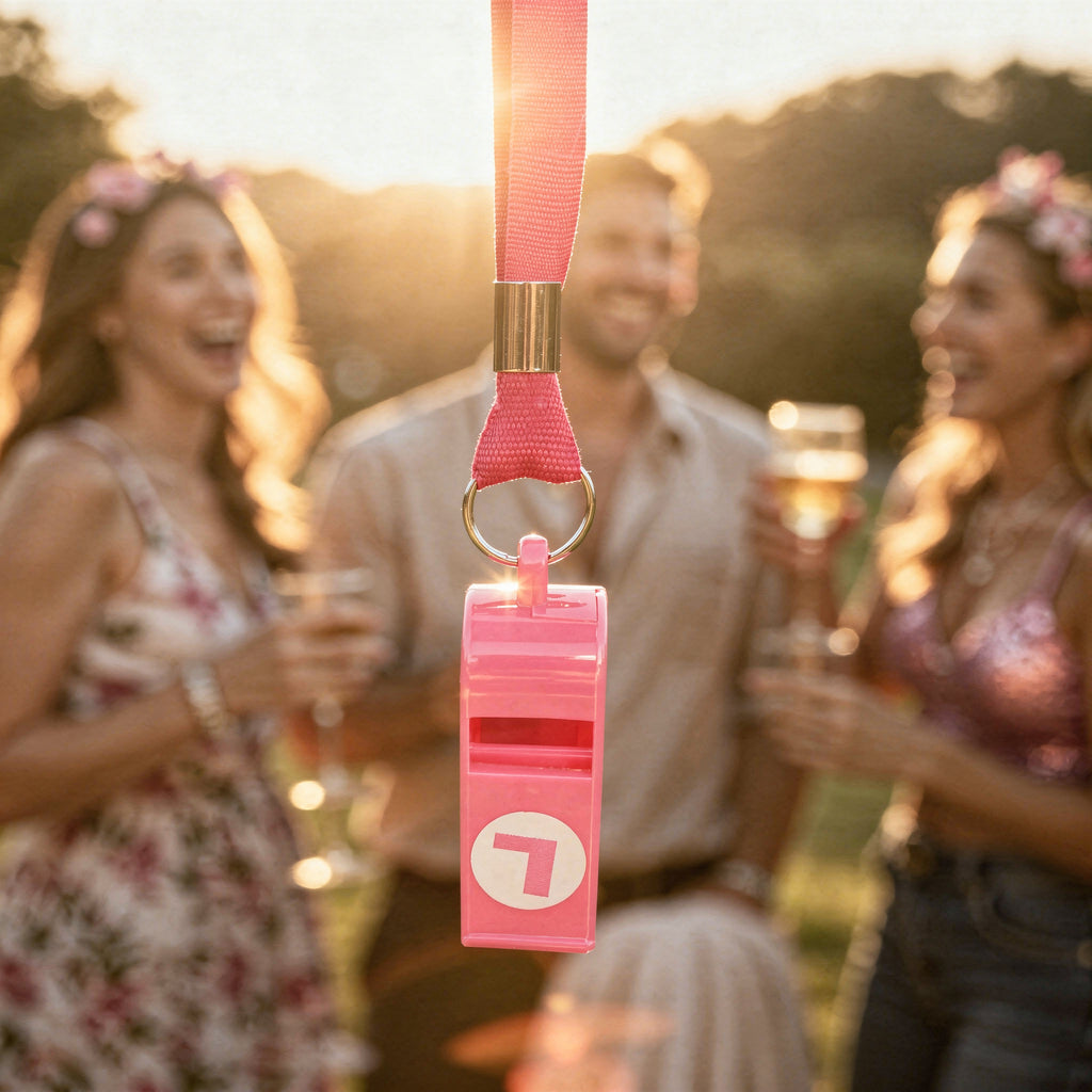 Pink Hen Party Whistles On A Cord With L-Plate 80 cm