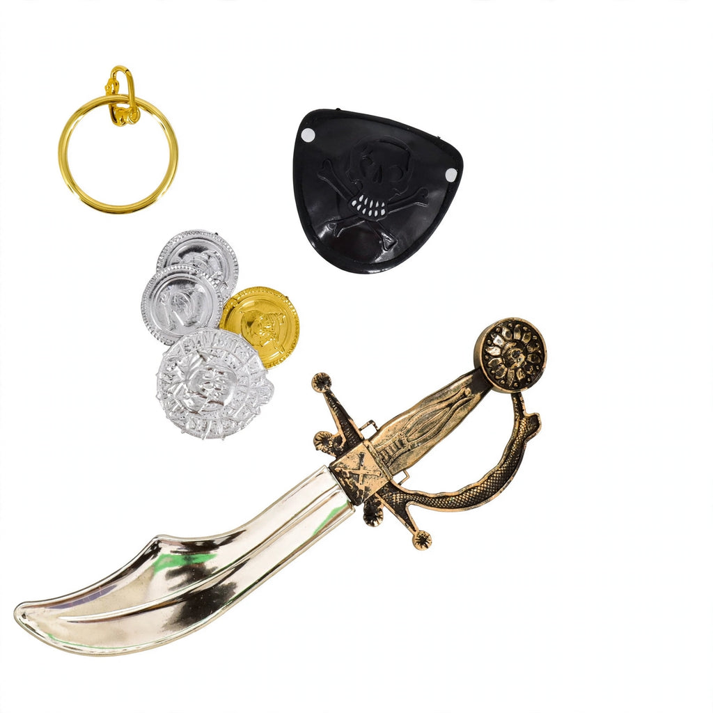 Pirate Cutlass Fancy Dress Set with toy cutlass sword and pirate eyepatch for kids