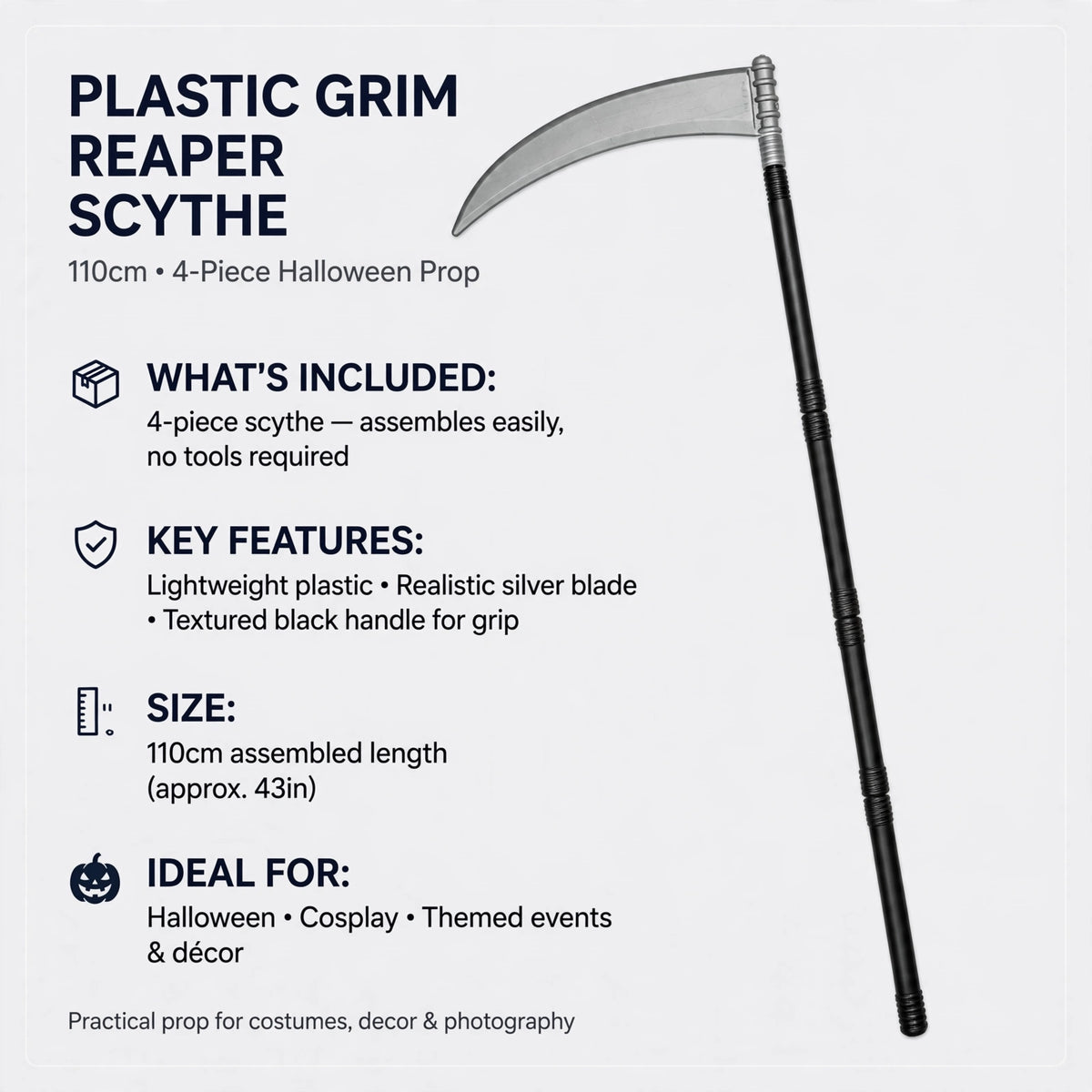 Information on the lightweight construction of the Plastic Grim Reaper Scythe