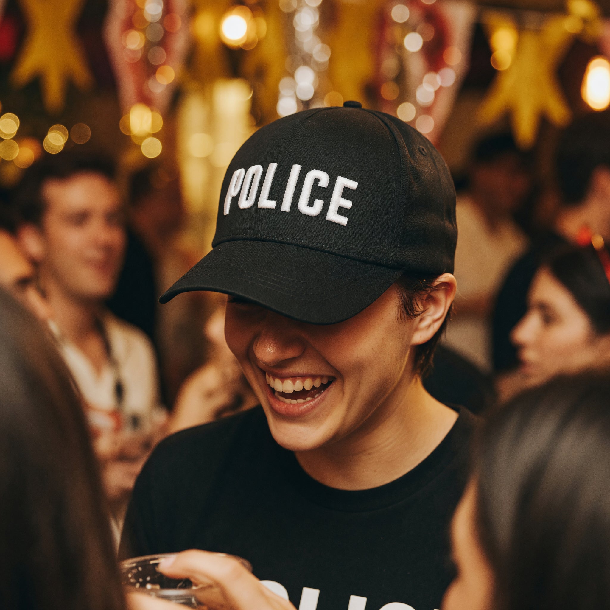 Police Cap Black And White