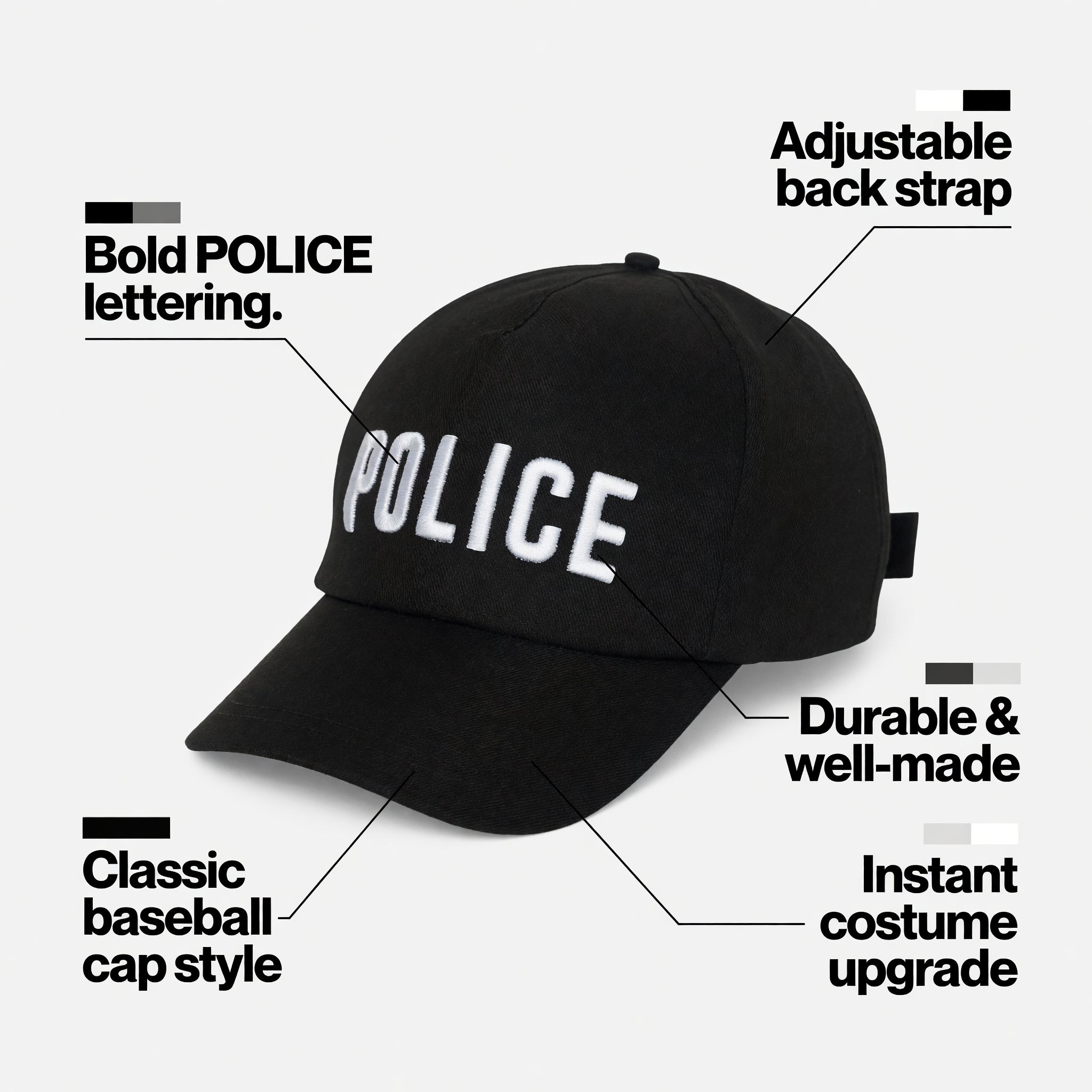 Police Cap Black And White