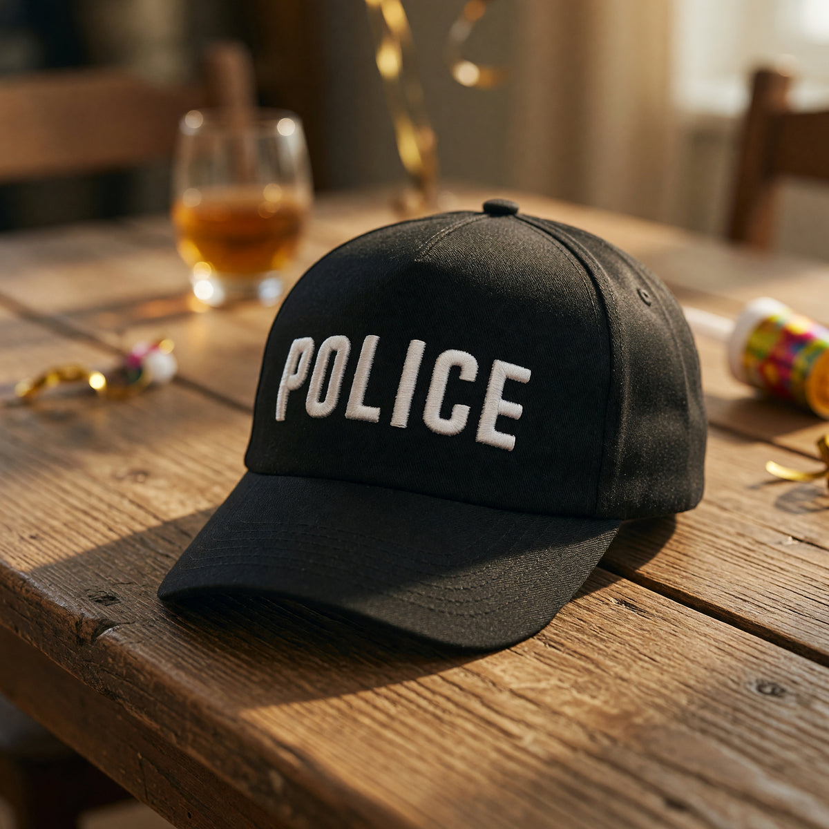 Police Cap Black And White – product image 6
