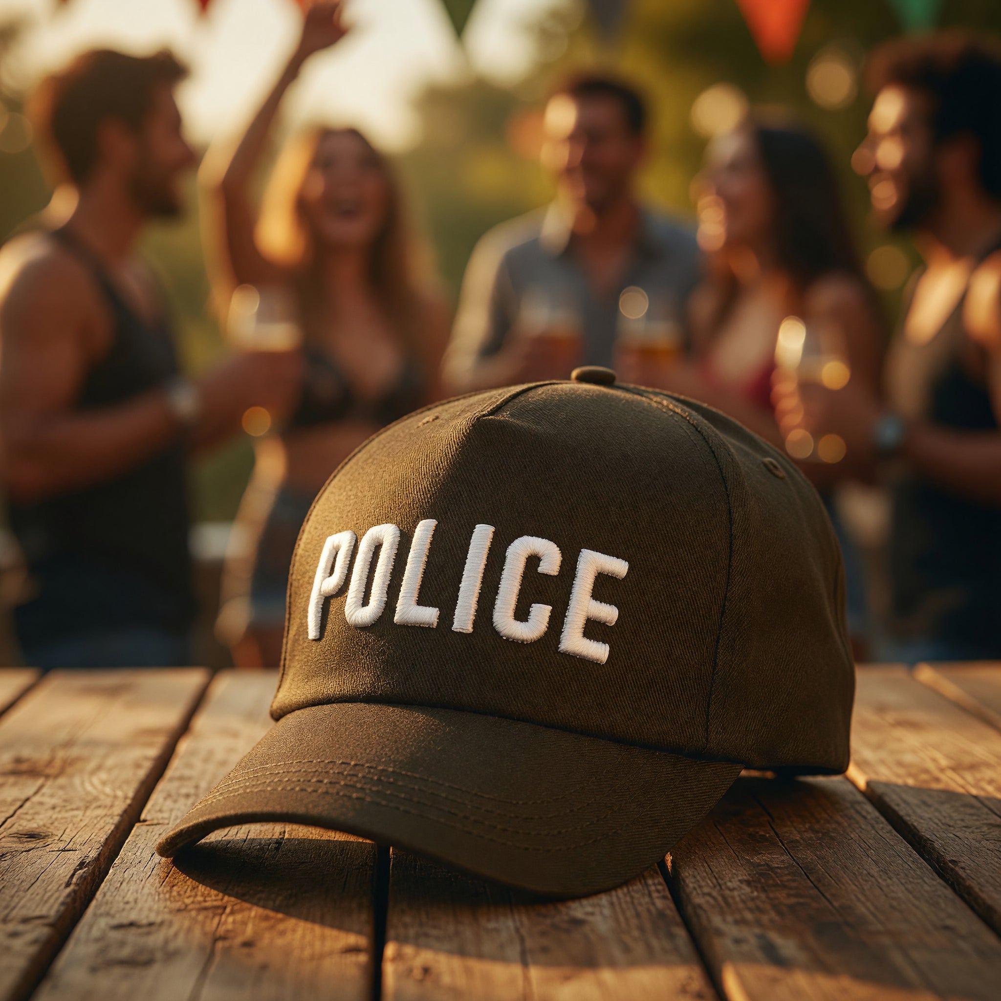 Police Cap Black And White