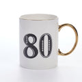 Art Deco Gift Mug Age 80 White/Blue/Gold Gift Boxed