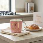 Boxed Birthday Gift Mug Age 21 Pink And Gold