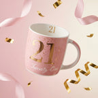 Boxed Birthday Gift Mug Age 21 Pink And Gold