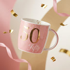 Boxed Birthday Gift Mug Age 50 Pink And Gold