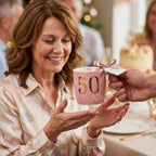 Boxed Birthday Gift Mug Age 50 Pink And Gold