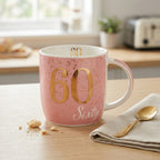 Boxed Birthday Gift Mug Age 60 Pink And Gold