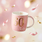 Boxed Birthday Gift Mug Age 60 Pink And Gold