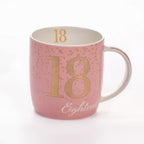 Boxed Birthday Gift Mug Age 18 Pink And Gold