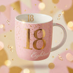 Boxed Birthday Gift Mug Age 18 Pink And Gold