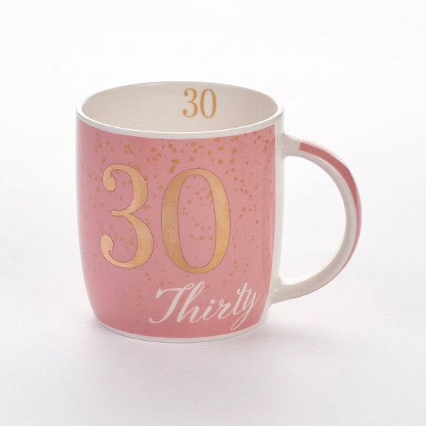 Boxed Birthday Gift Mug Age 30 Pink And Gold
