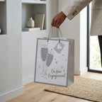 Gift Bag Engagement Champagne Large Portrait Silver/White