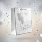 Gift Bag Engagement Champagne Large Portrait Silver/White