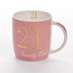 Boxed Birthday Gift Mug Age 21 Pink And Gold