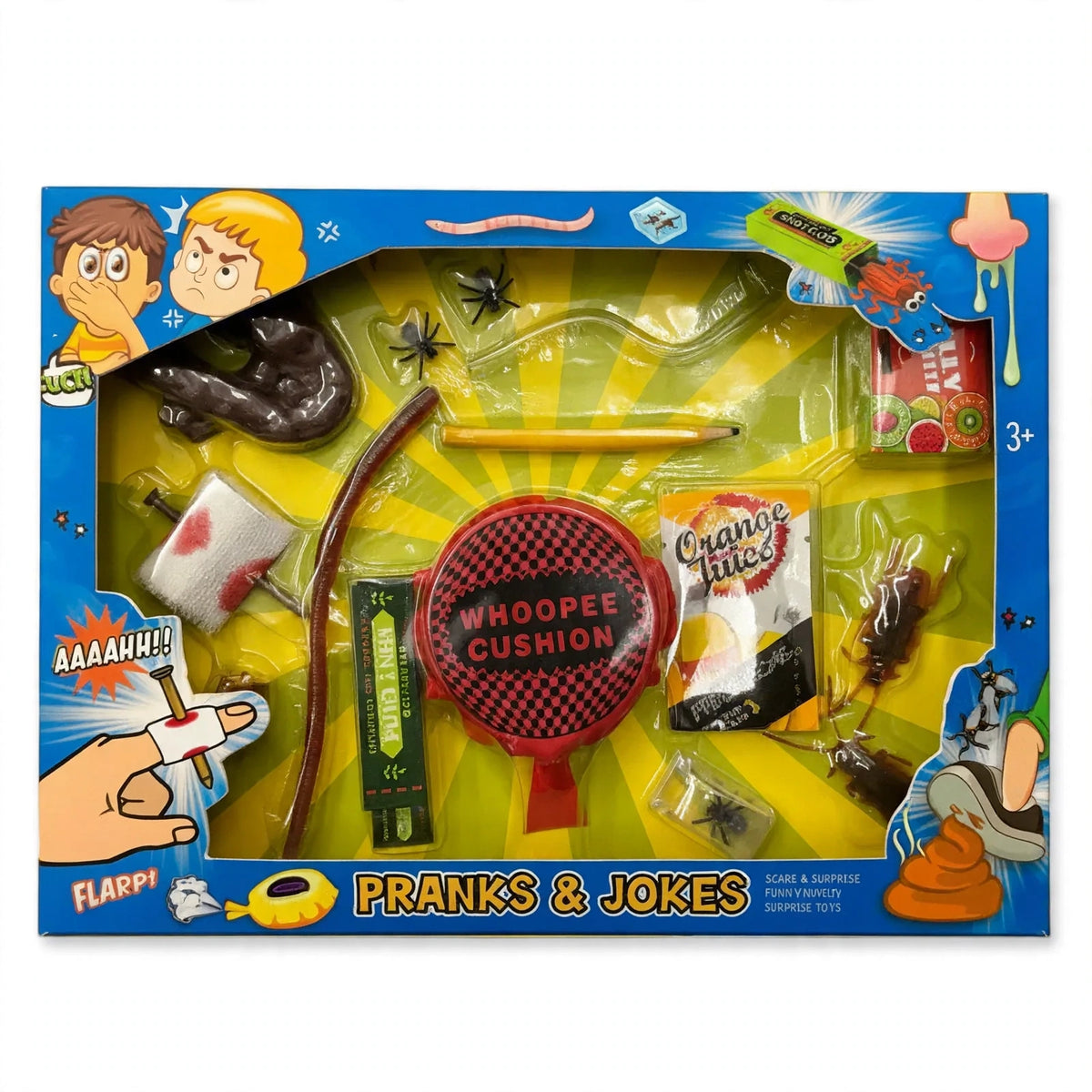Prank Toys Gag Gift Box novelty 15 joke set with assorted prank toys